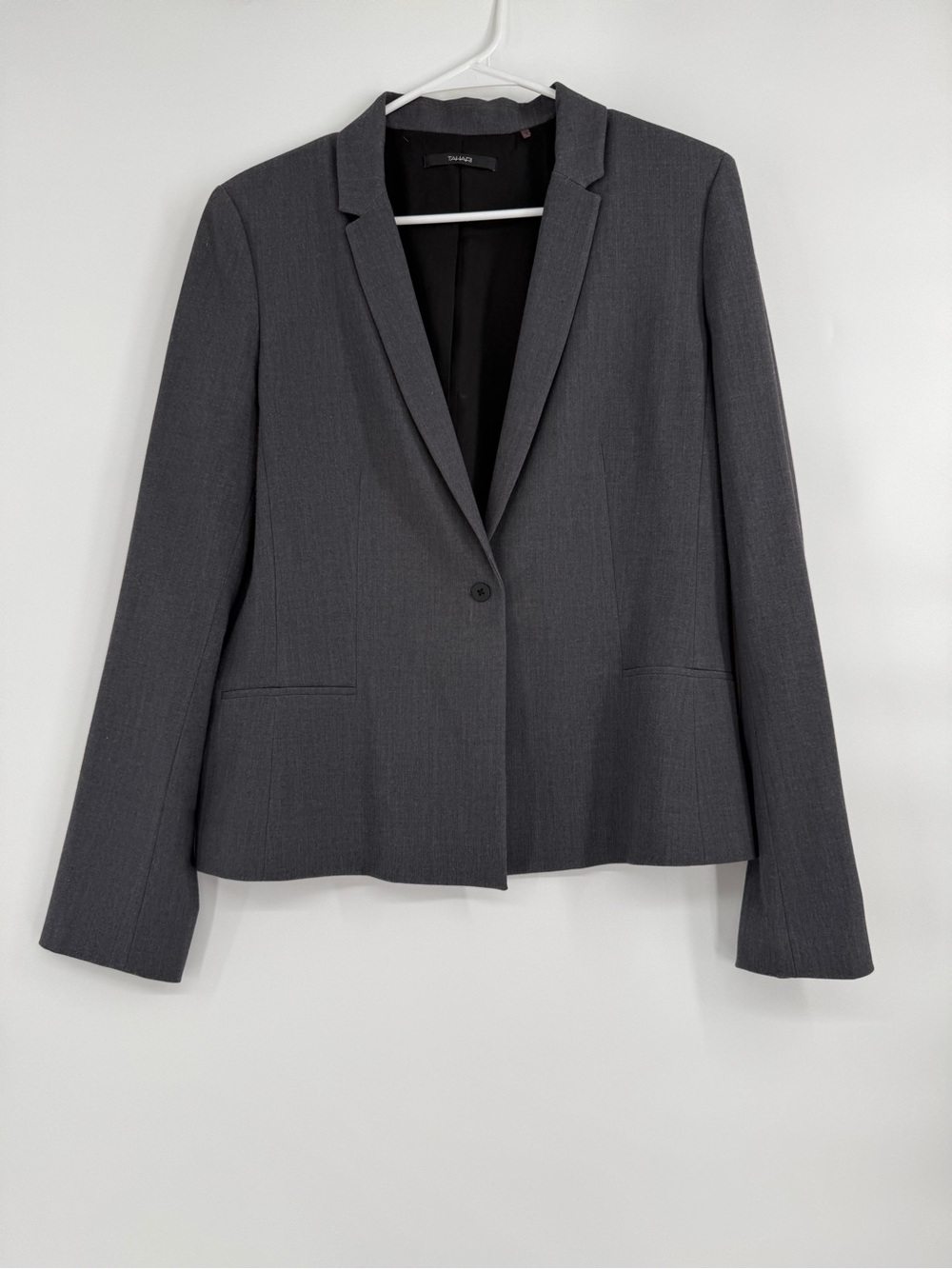 Tahari Charcoal Single-Button Tailored Blazer